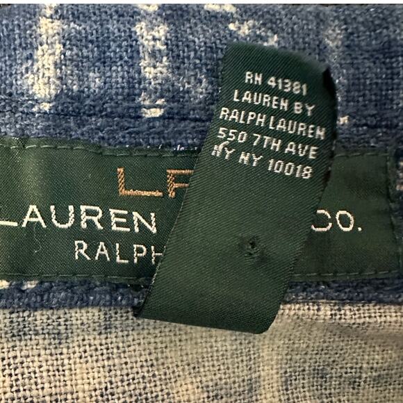 LRL Lauren Ralph Lauren Shacket Denim Jacket Size Large Blue Linen Cotton Blend - Picture 9 of 10